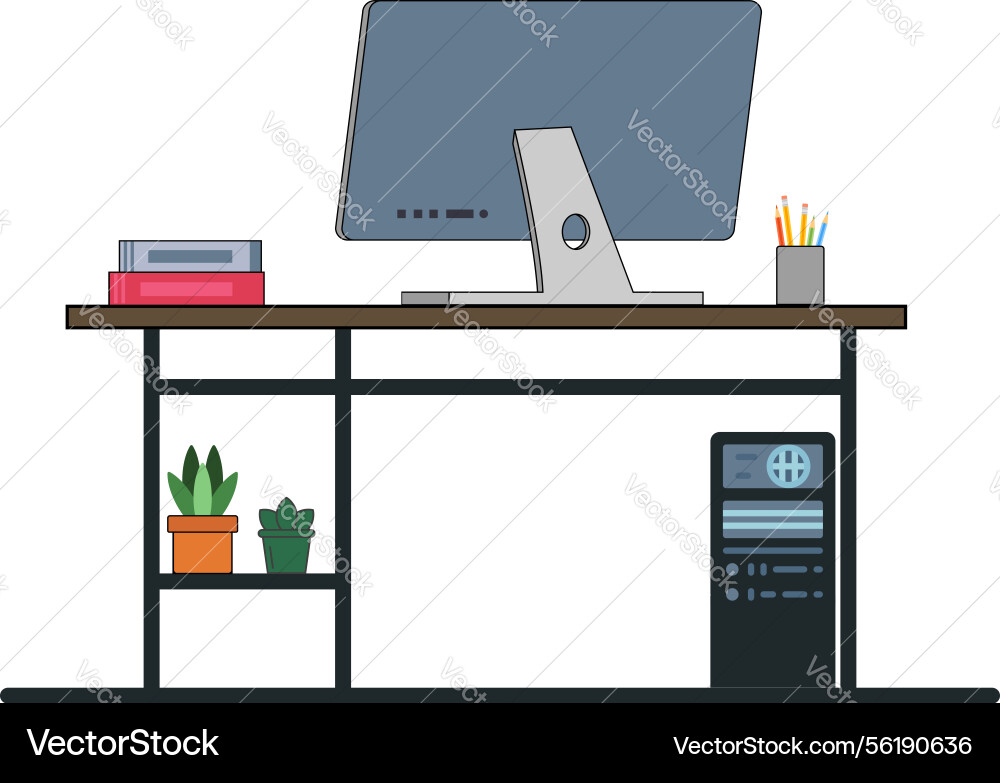 Modern desk with a computer monitors workspace Modern desk with a computer monitors workspace Vector Image