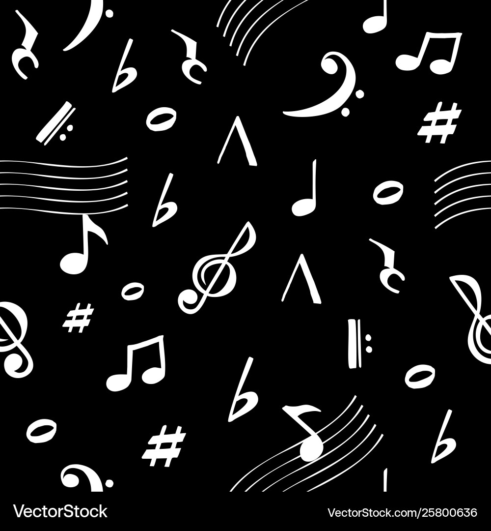 Musical notes pattern retro sound dark background Musical notes pattern retro sound dark background vector image