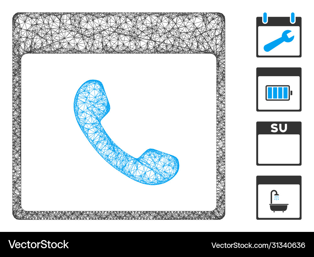 Phone calendar page web mesh Phone calendar page web mesh vector image