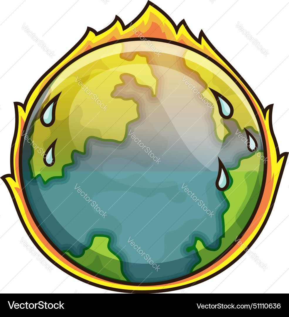 Planet earth overheating cartoon clip art Planet earth overheating cartoon clip art vector image