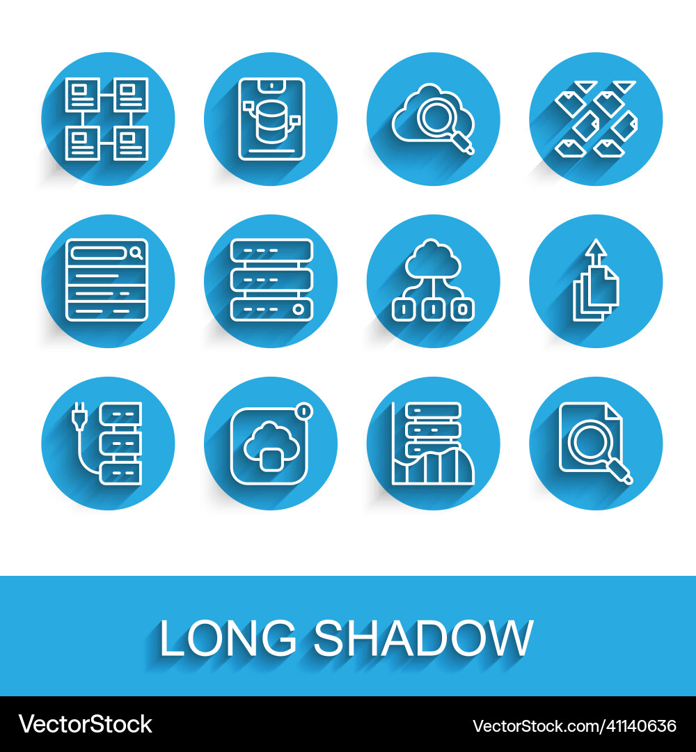 Set line server cloud technology data transfer Set line server cloud technology data transfer vector image