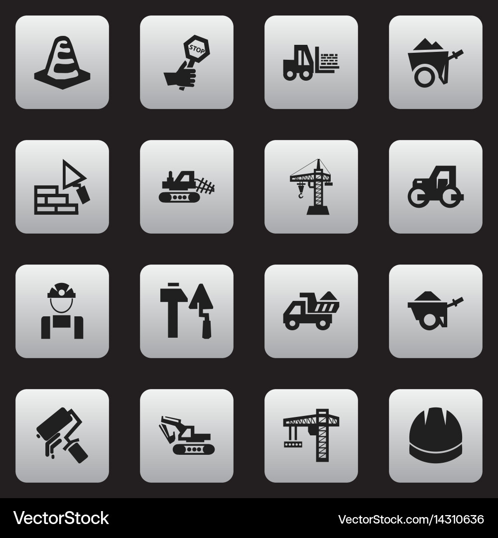 Set of 16 editable building icons includes vector image