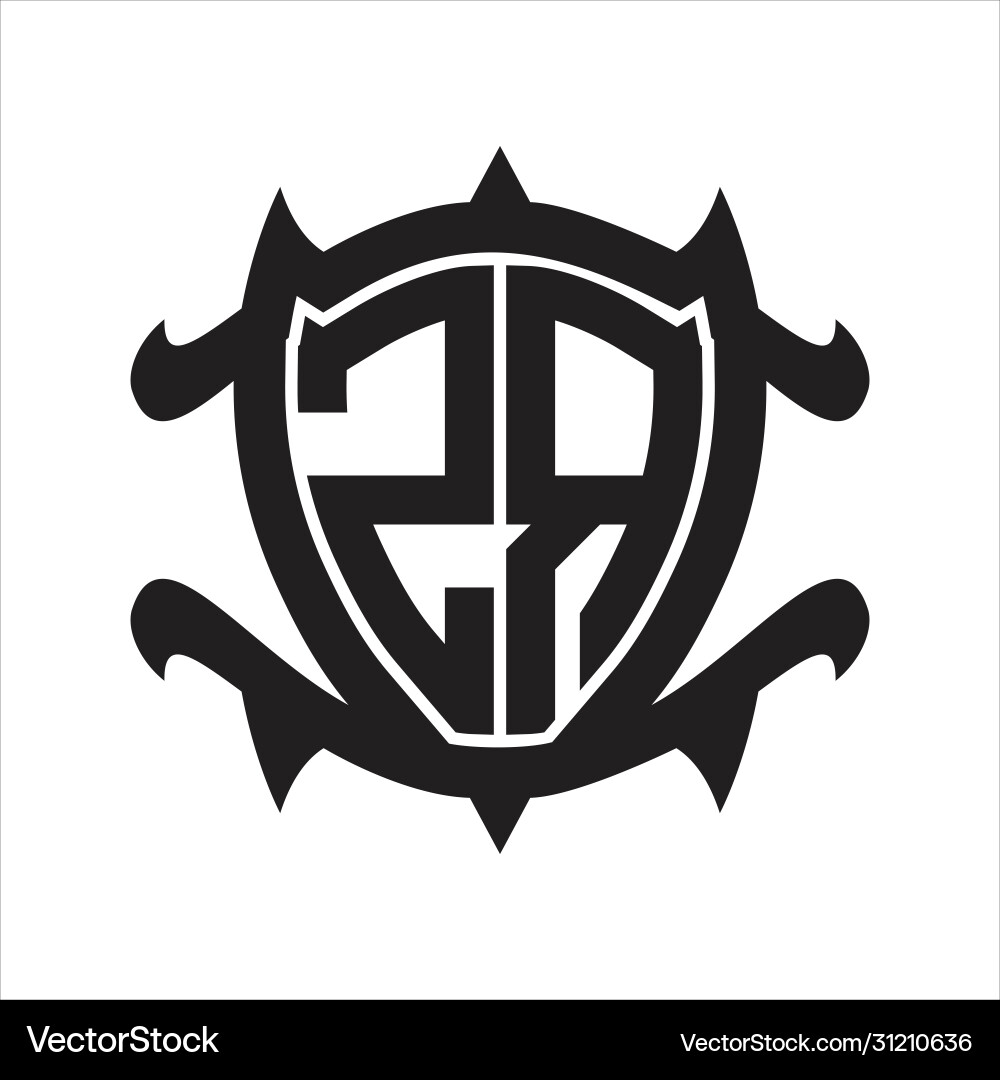 Zr logo monogram isolated with frame shield shape Vector Image