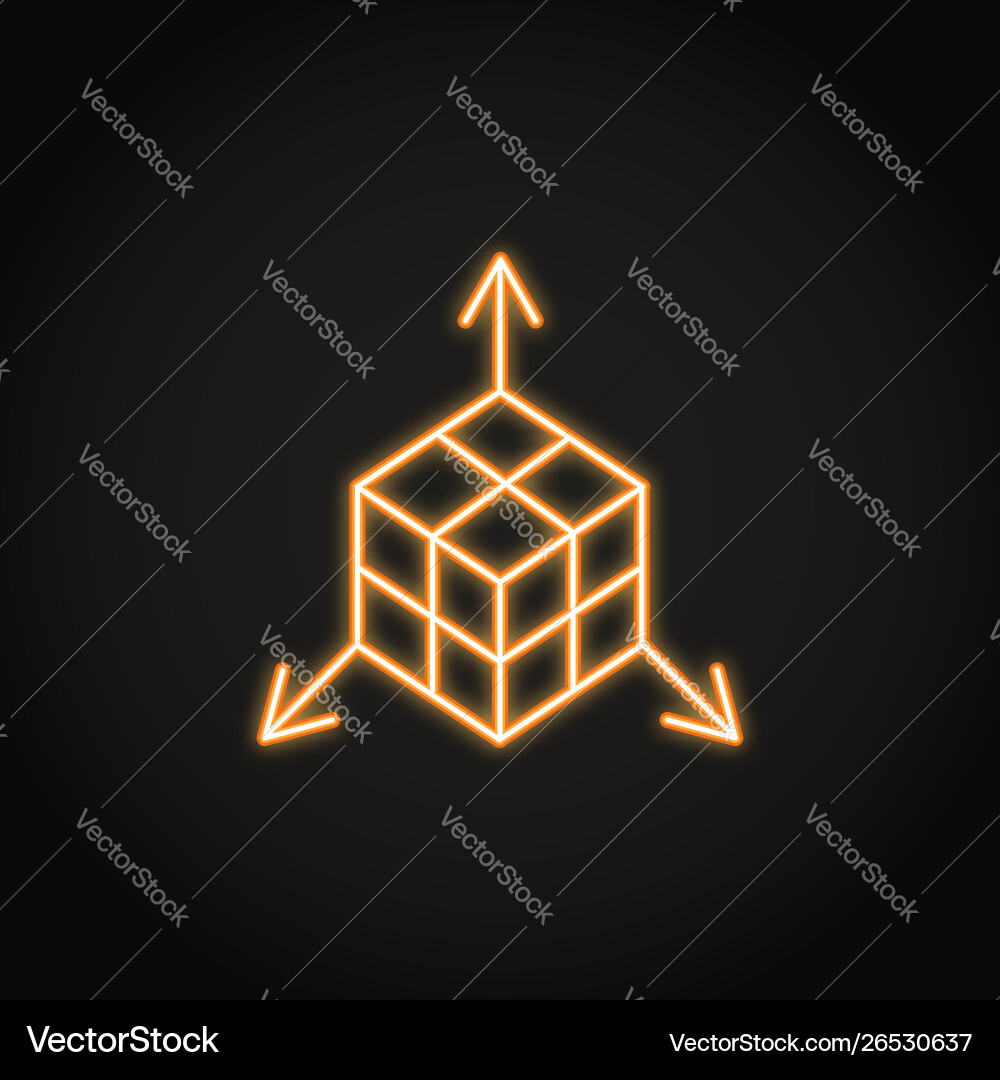 3d object modeling concept icon in neon style 3d object modeling concept icon in neon style vector image