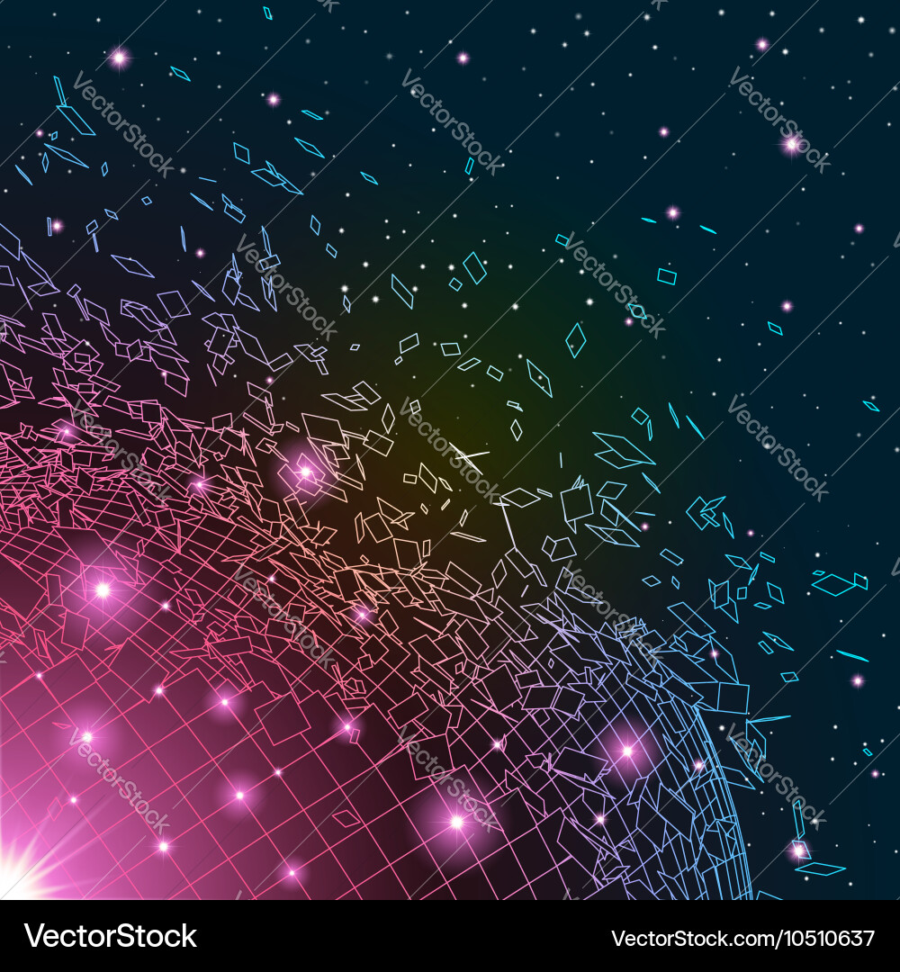 Abstract background with exploded shiny grid vector image