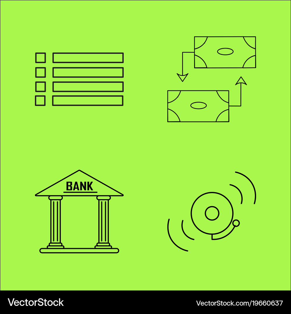 Basic content simple linear outline icon set vector image