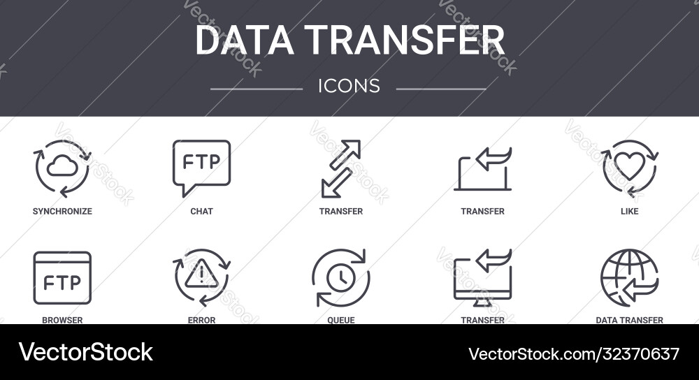 Data transfer concept line icons set contains Data transfer concept line icons set contains vector image