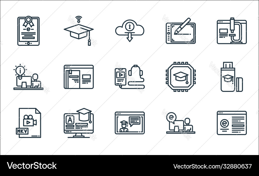 Elearning line icons linear set quality Elearning line icons linear set quality vector image