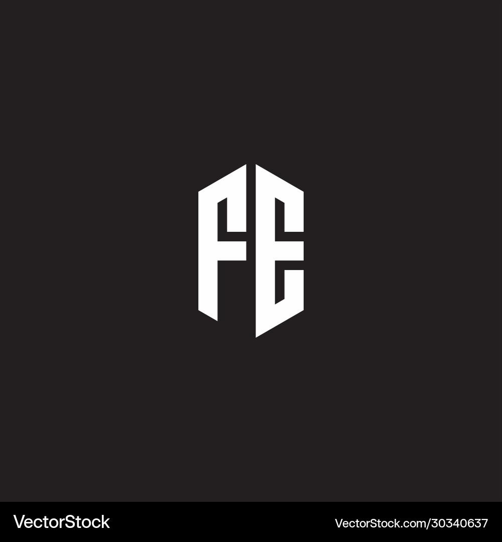 Fe logo monogram with hexagon shape style design vector image