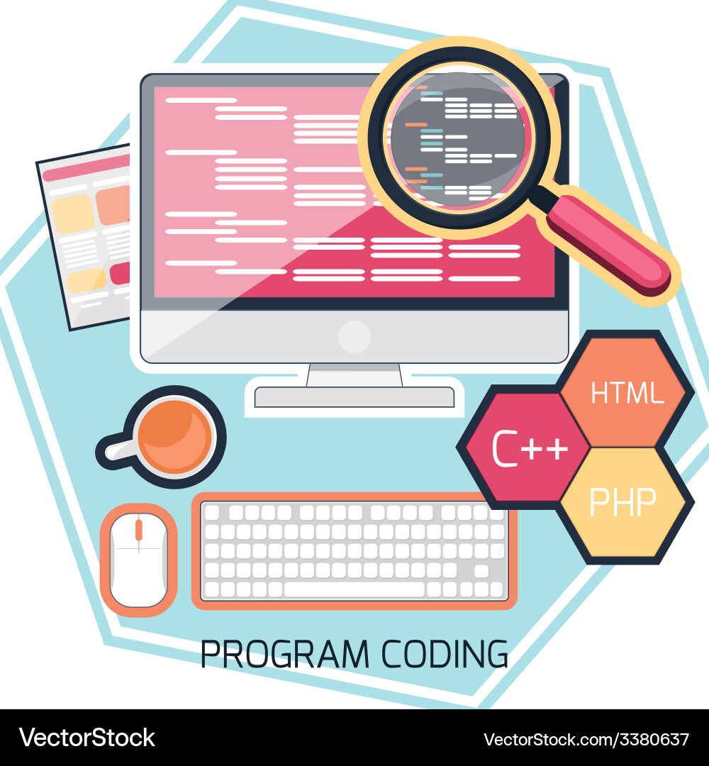 Flat design concept of program coding Vector Image