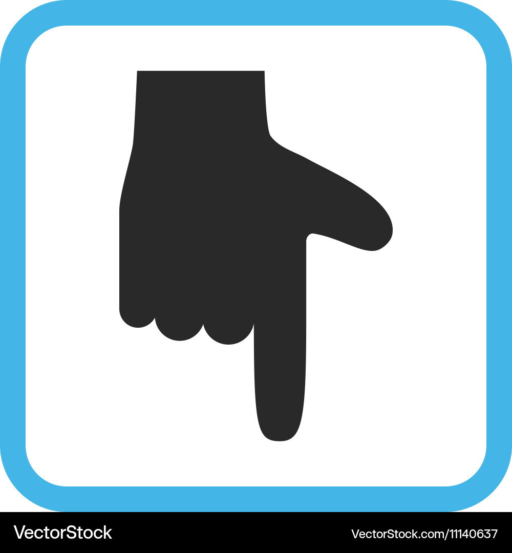 Hand pointer down icon in a frame Vector Image
