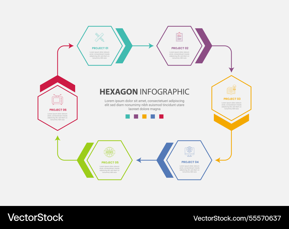 Hexagon or hexagonal base shape infographic Hexagon or hexagonal base shape infographic vector image