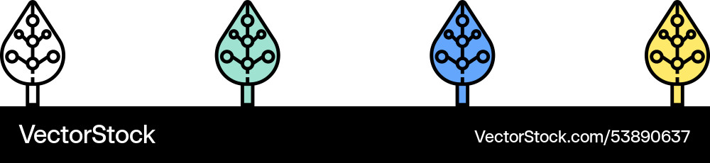 Leaf icon outline green blue and yellow style Leaf icon outline green blue and yellow style vector image