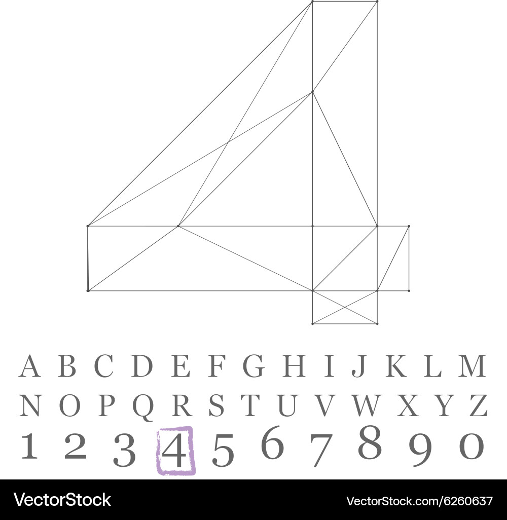 Low poly numbers font polygon number Vector Image