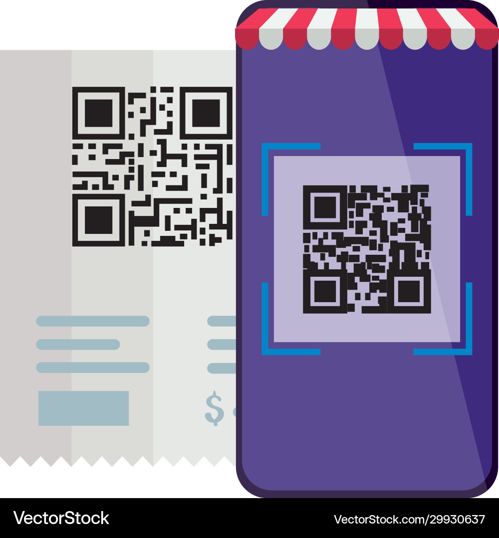 Qr code paper and smartphone design vector image