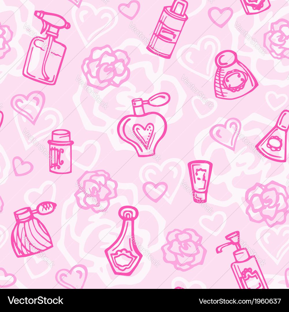 Seamless pattern with perfume bottles vector image