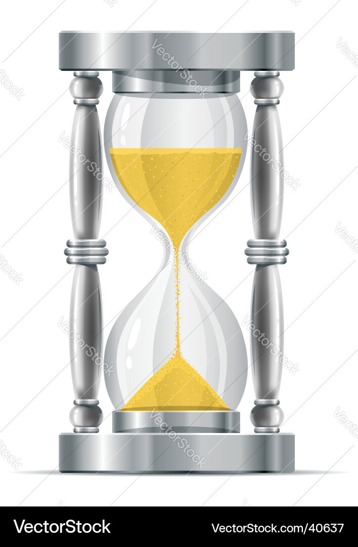 Silver sand glass clock Royalty Free Vector Image