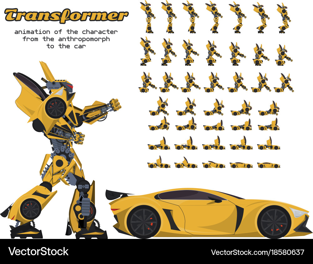 Transformer Robot Animation Sprite vector image