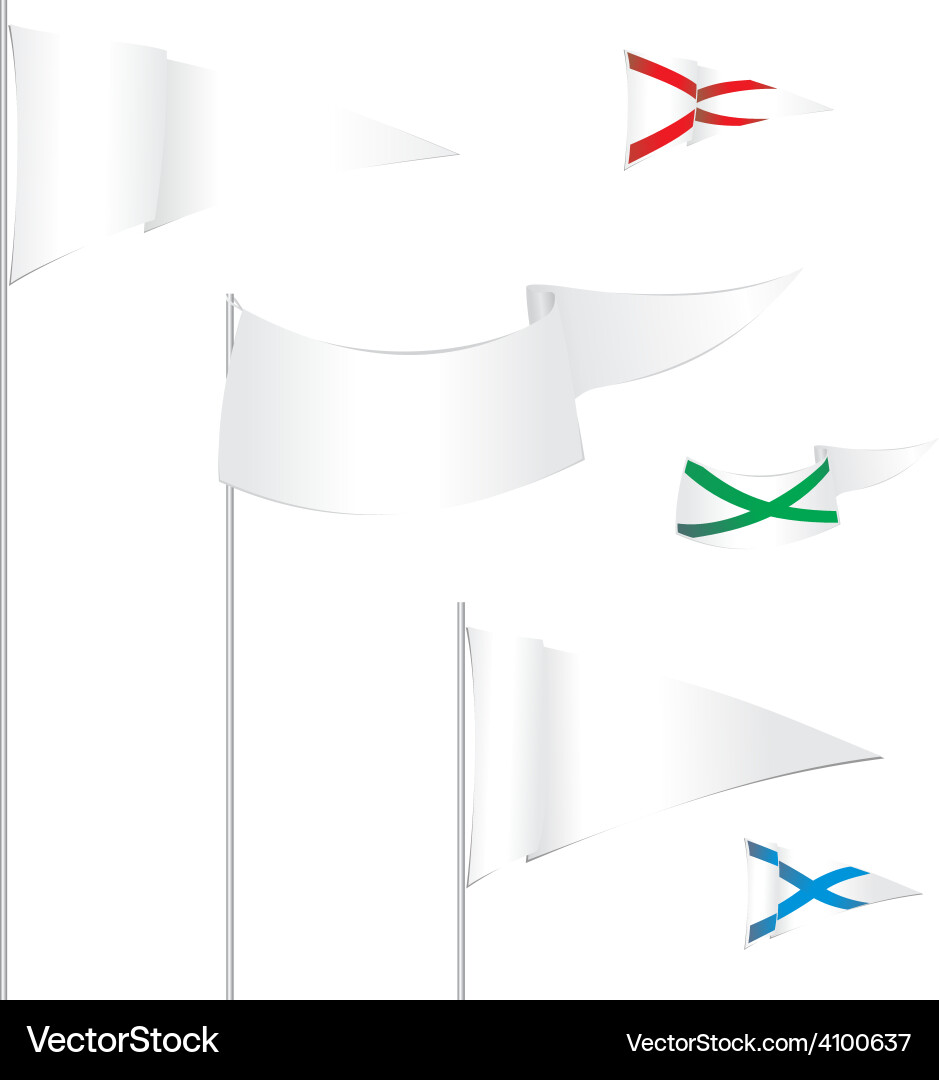 Triangle white flags template with examples of use vector image