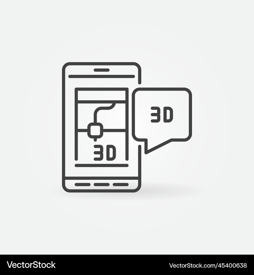 3d printing via smartphone device thin line vector image