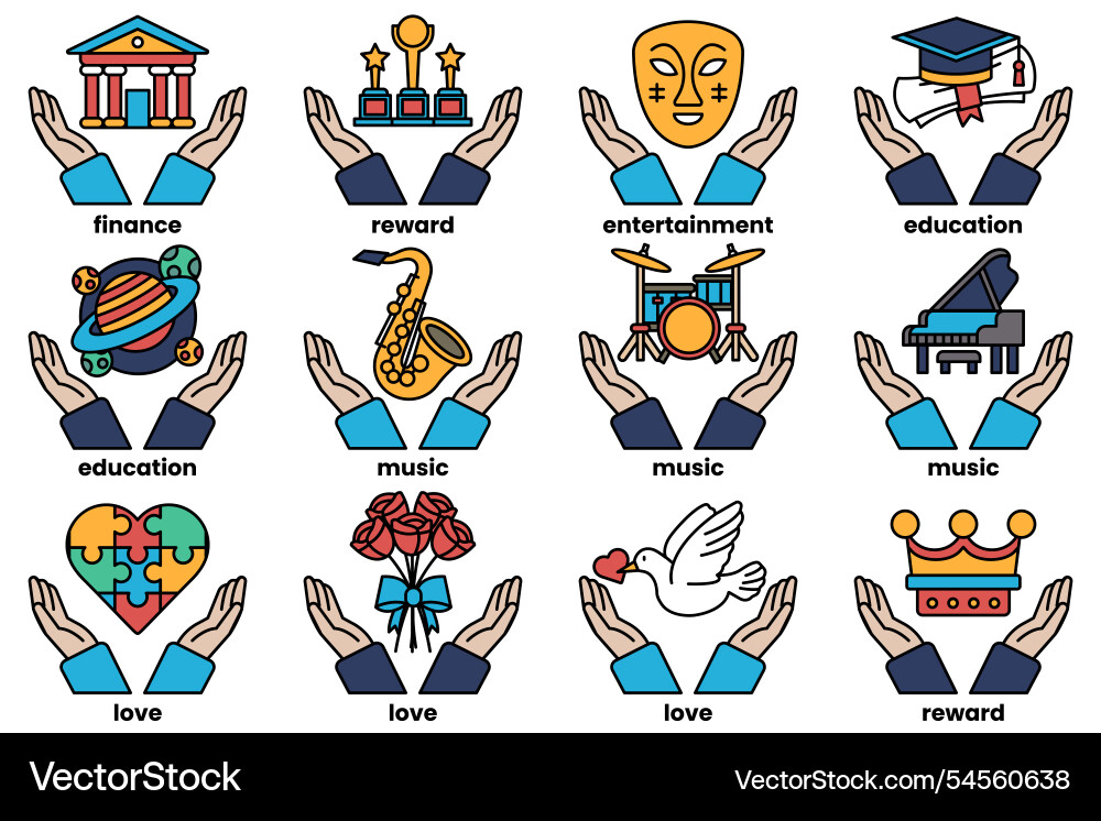 A set of hand-drawn various symbols and objects A set of hand-drawn various symbols and objects vector image
