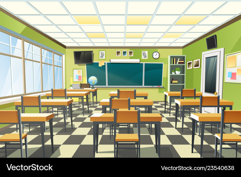 Empty School Classroom Vector Image