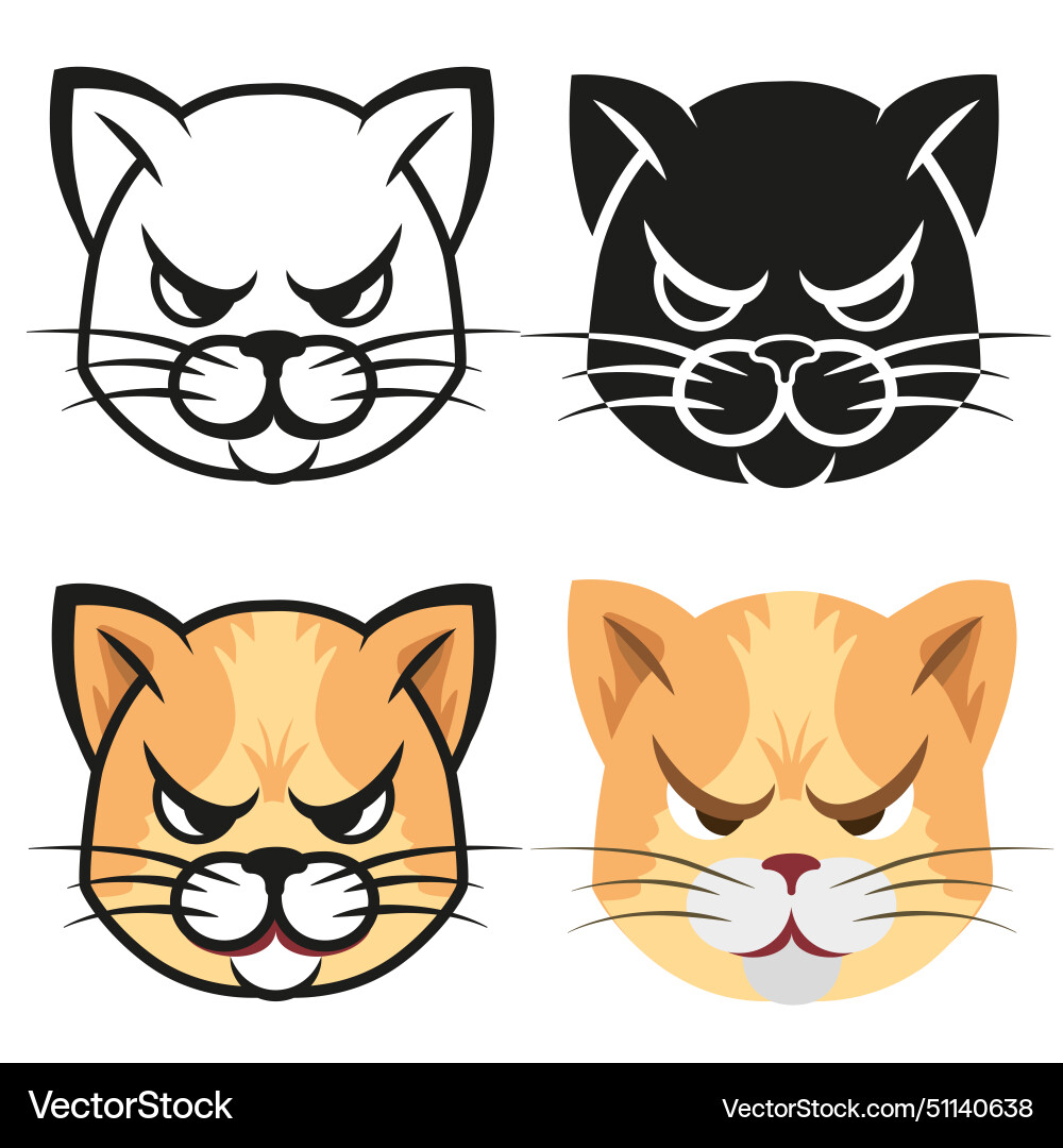 Face of an evil cat in different stylesangry Vector Image