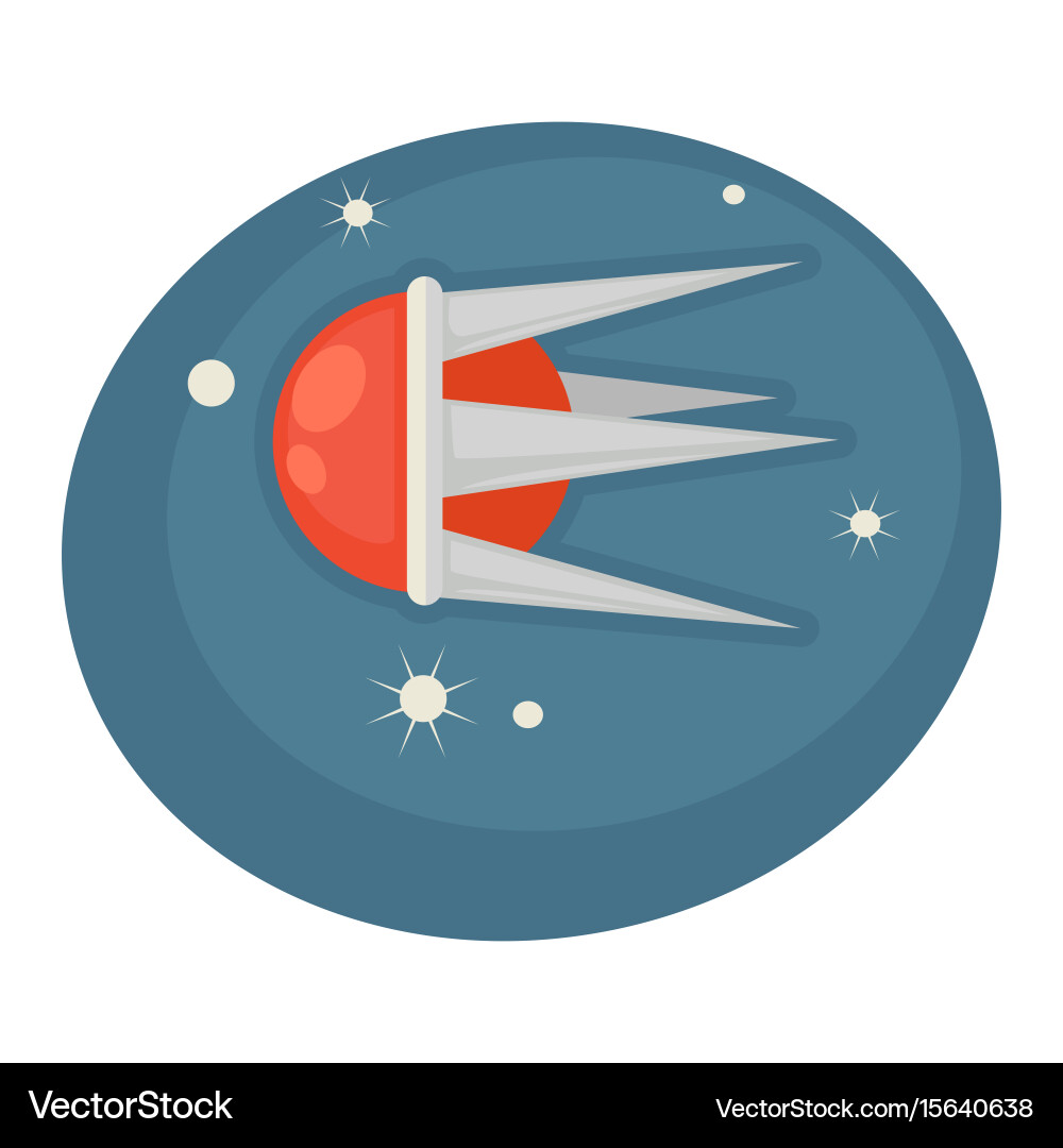 Flying spaceship in round shape with sharp frame vector image
