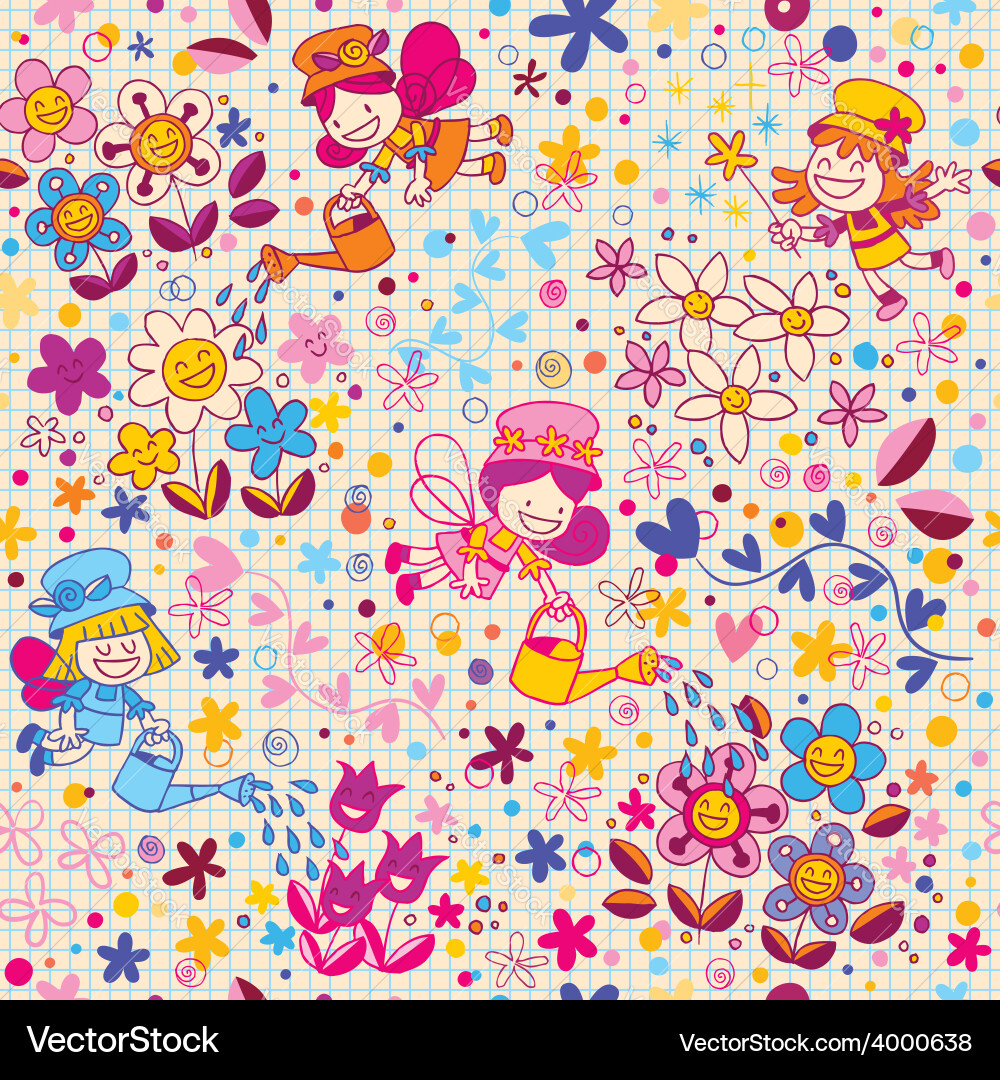 Garden angels pattern Vector Image
