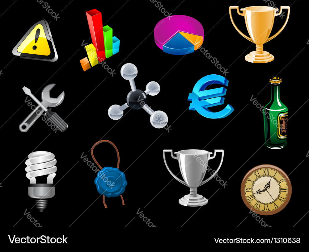 Glossy icons set for web design vector image