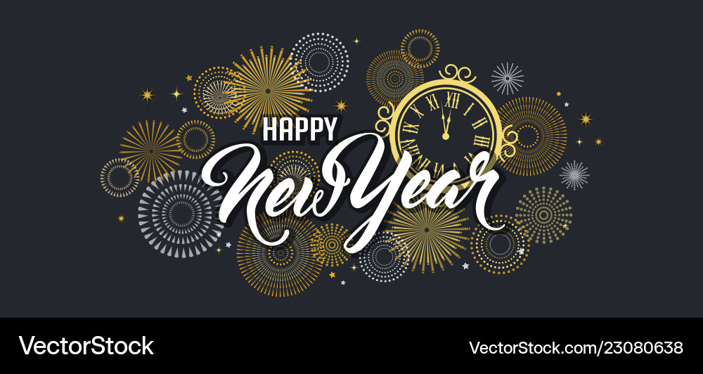 Happy new year background with golden fireworks Happy new year background with golden fireworks vector image