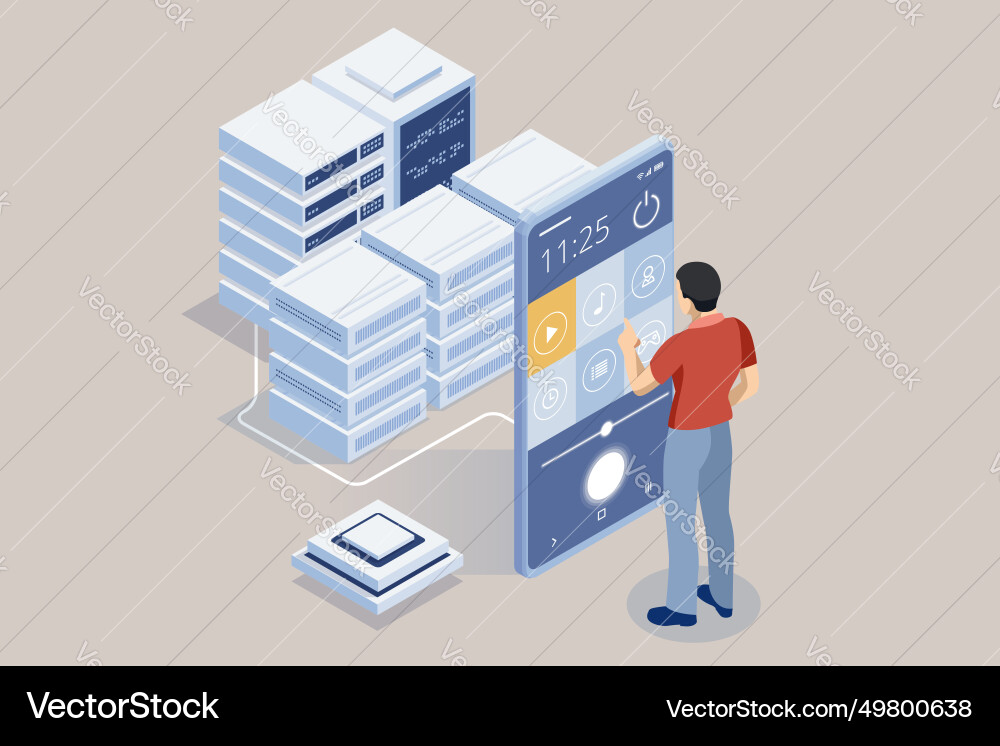 Isometric ui-ux design music video editor Isometric ui-ux design music video editor vector image