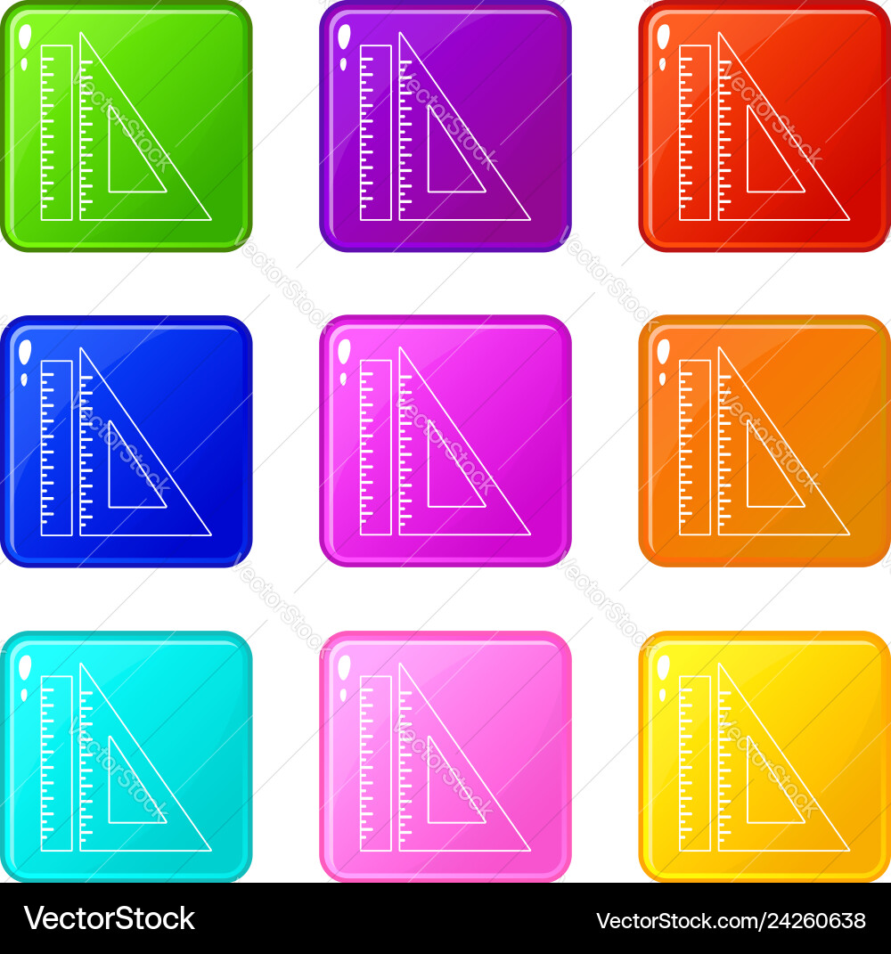 Lineal Icons Set 9 Farbsammlung Vektorbild