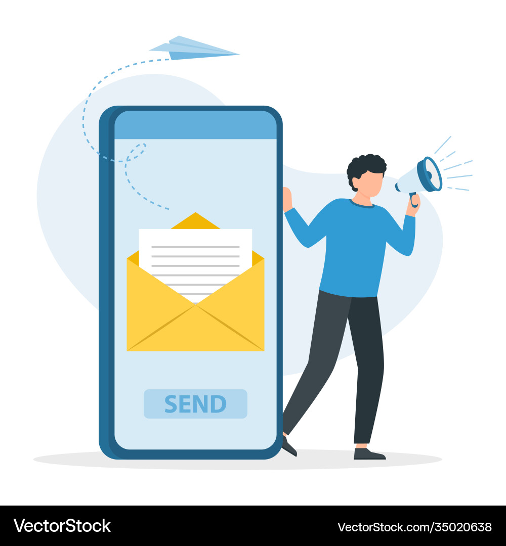 Man Sending Message on Smartphone vector image