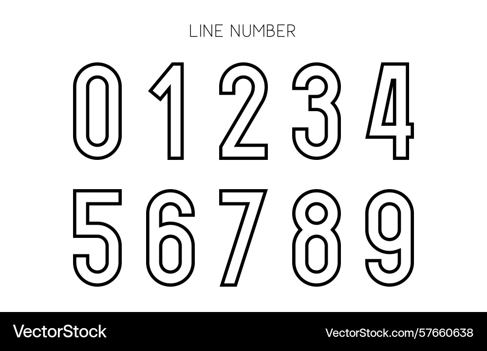 Outlined line number typeface in minimal modern Outlined line number typeface in minimal modern vector image