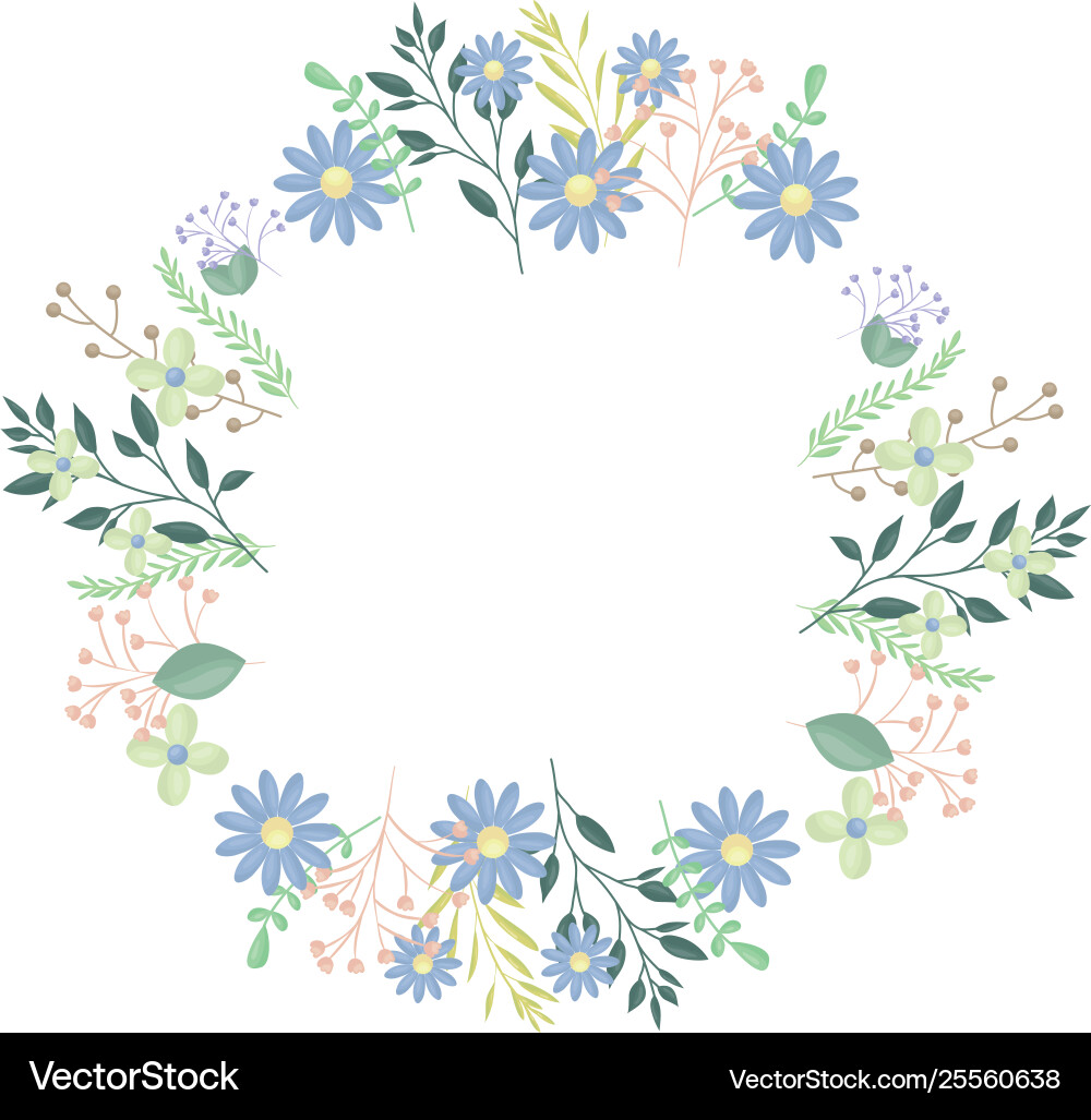 Rundkrone mit Blumen und Blatt Dekoration Rundkrone mit Blumen und Blatt Dekoration vektorbild