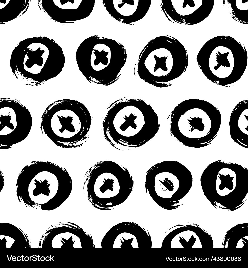 Seamless pattern with bold circles and crosses vector image