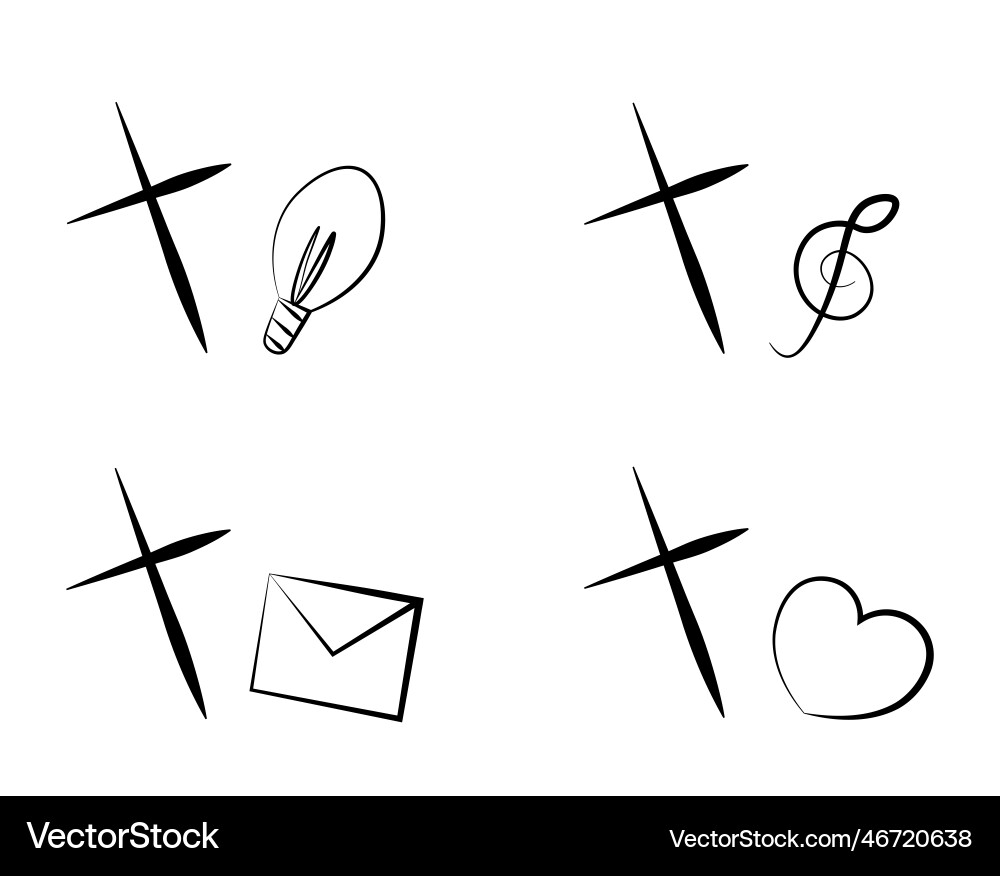 Set christian icon cross with different elements Set christian icon cross with different elements vector image