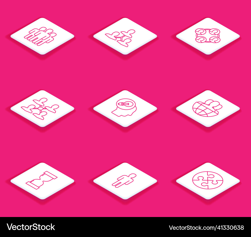 Set line users group project team base human Set line users group project team base human vector image