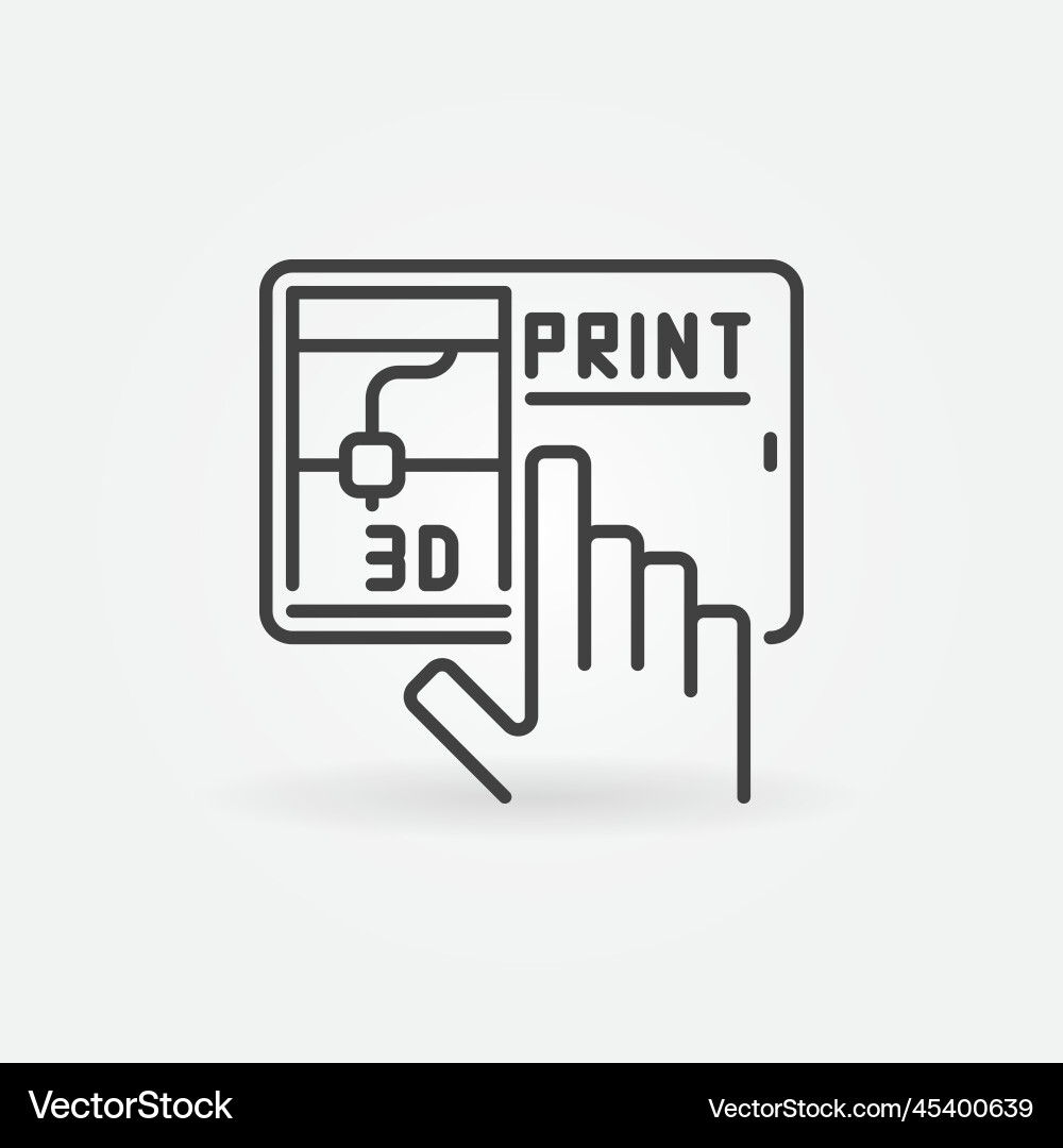 3d printing via tablet device concept linear icon 3d printing via tablet device concept linear icon vector image