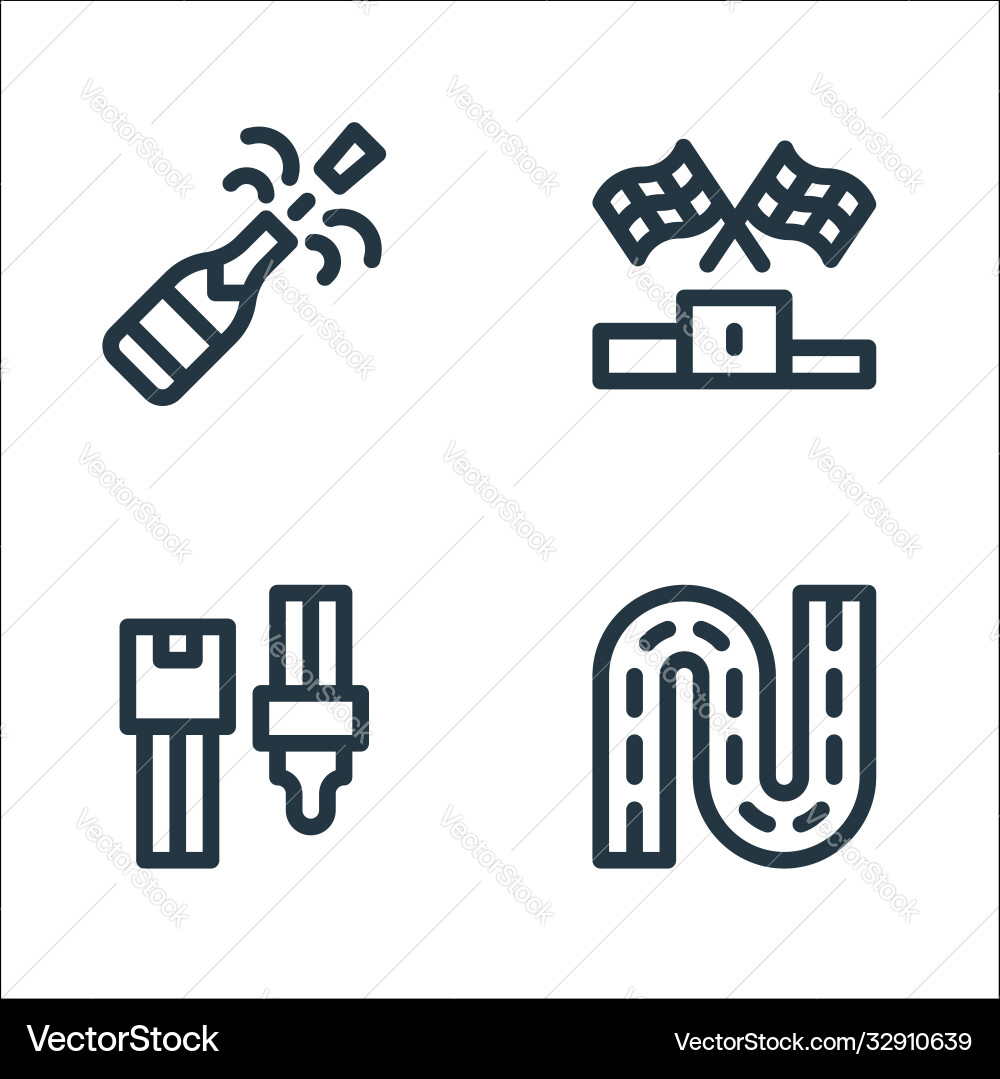 Auto racing line icons linear set quality Auto racing line icons linear set quality vector image