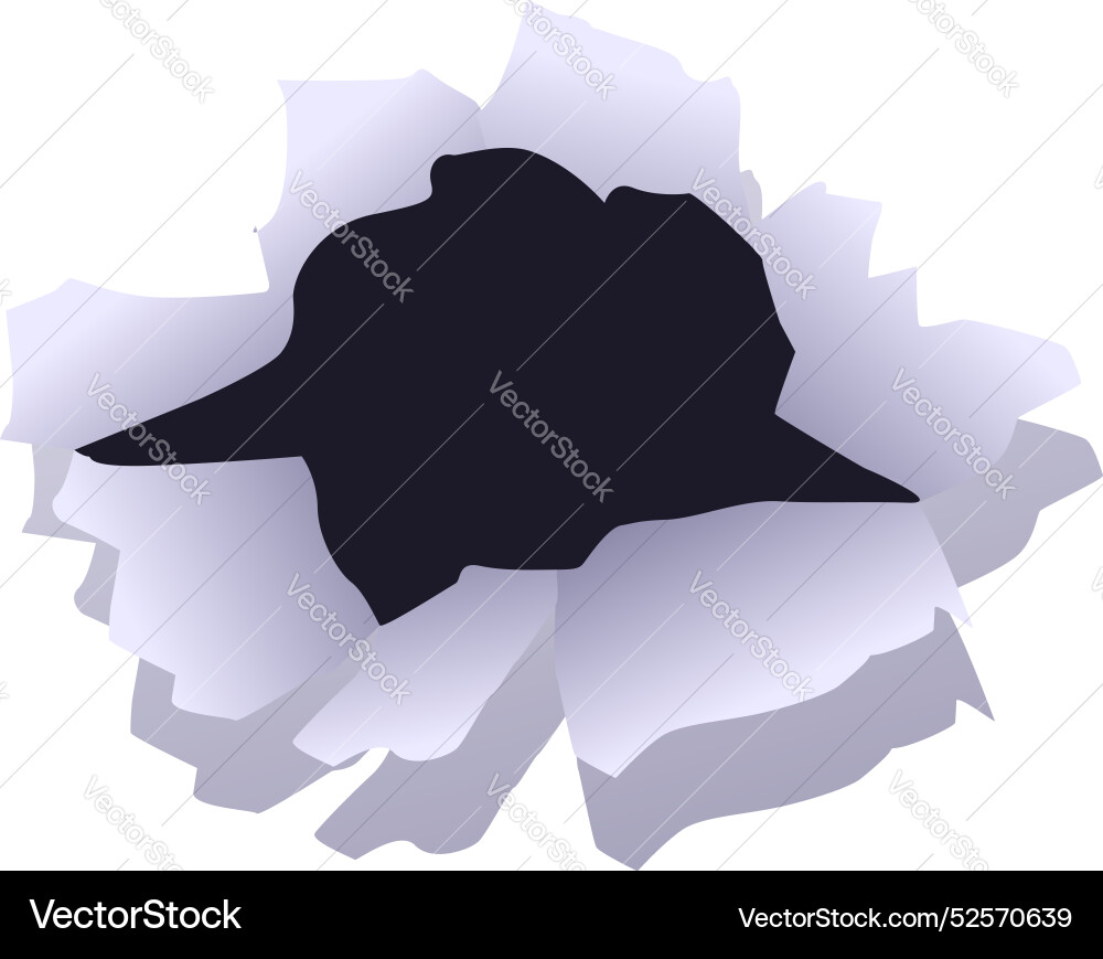 Bullet hole showing through torn paper background Bullet hole showing through torn paper background vector image