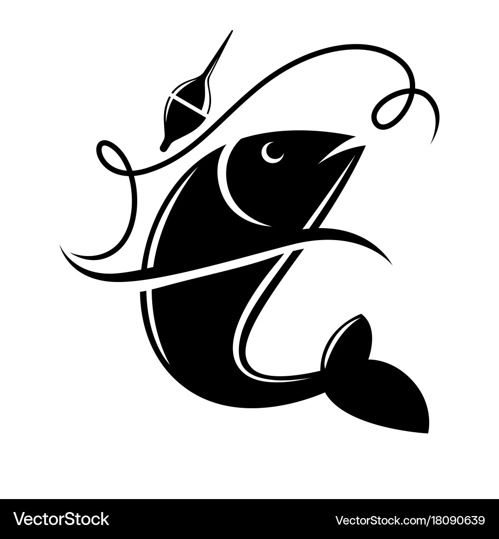 Fishing Hook with Fish Icon Vector Image