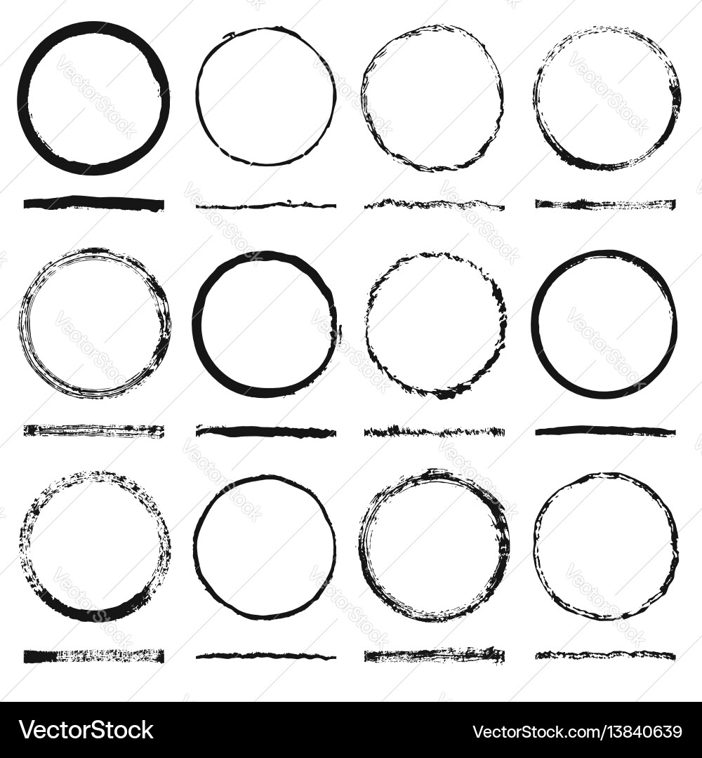 Grunge Round Frame Set - Ink Blot Texture vector image