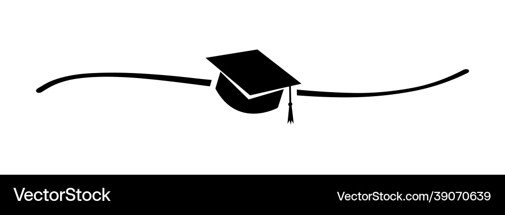 Hand drawn shape with line and graduation cap Vector Image