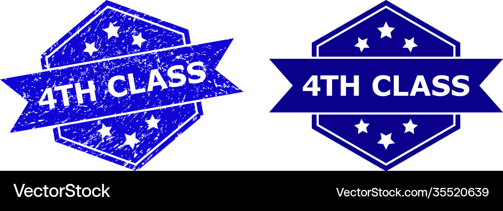 Hexagonal 4th class seal with scratched surface Vector Image