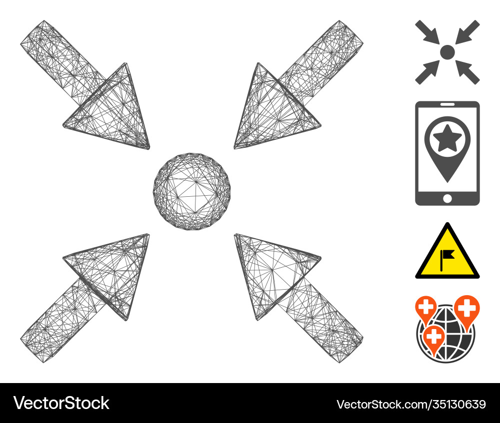 Linear ethereum map marker mesh Linear ethereum map marker mesh vector image