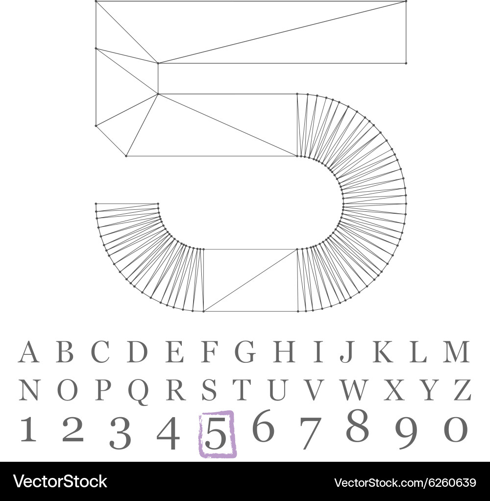 Low poly numbers font polygon number Vector Image