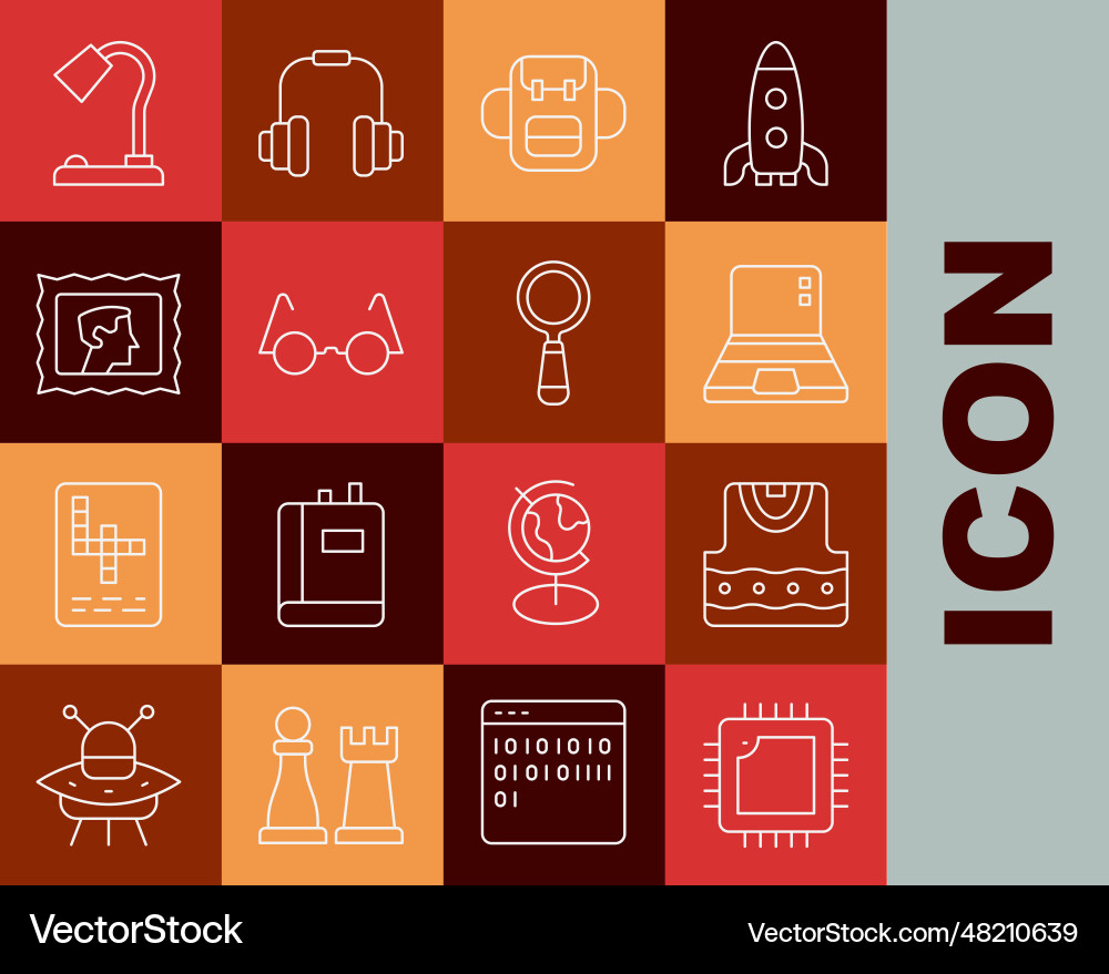 Set line processor with cpu waistcoat laptop vector image