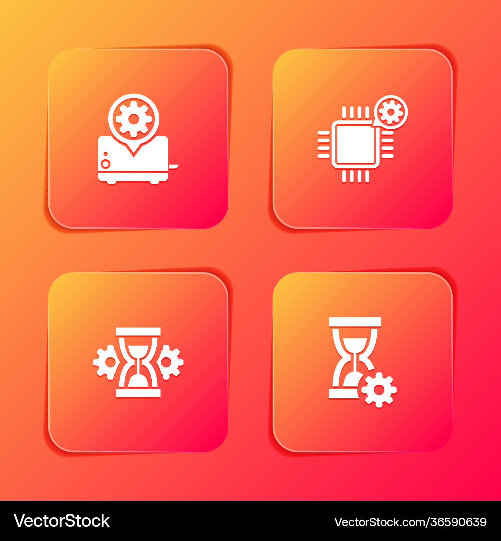 Set toaster setting processor hourglass and icon Set toaster setting processor hourglass and icon vector image